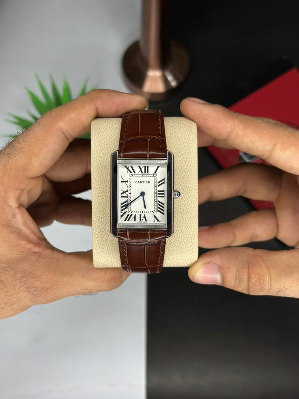 CARTIER LOUIS TANK BROWN